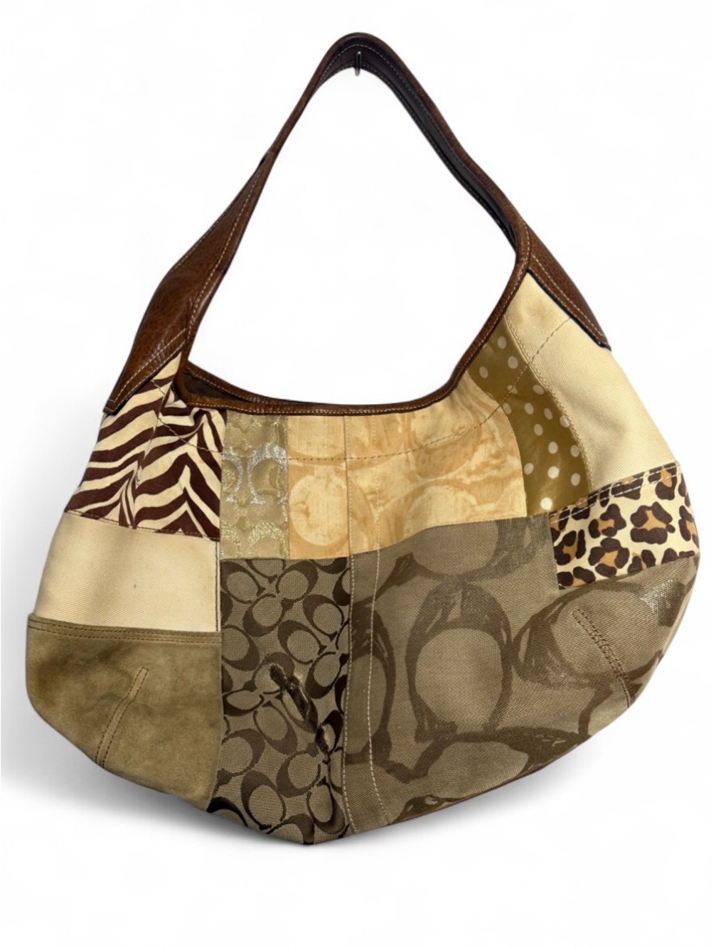 VTG Y2K Large Coach Patchwork Hobo Leopard Zebra Monogram Turn Lock w/ Hangtags - Picture 5 of 14